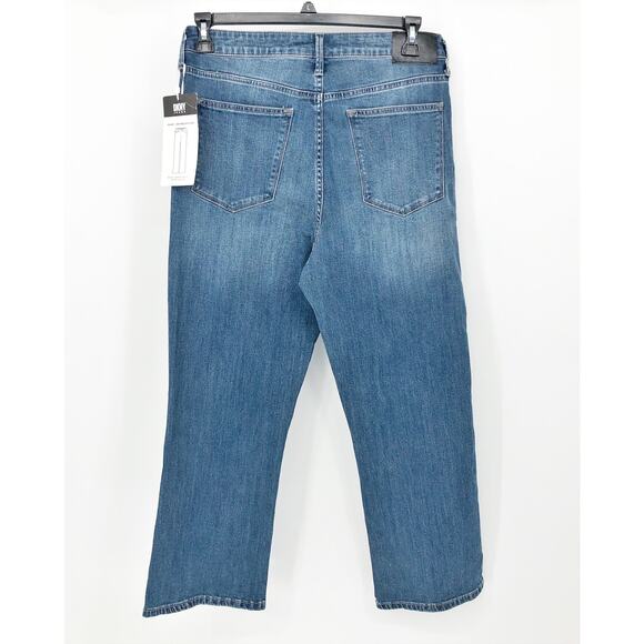 DKNY Women's Halsey Mid Rise Kick Flare Jeans 29/8 Indigo Blue Stretch Denim NWT - Picture 7 of 14